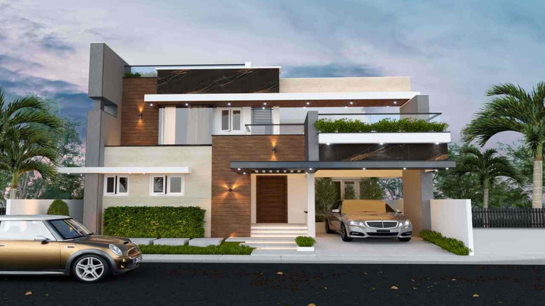 rrs villas elevation view 3d design