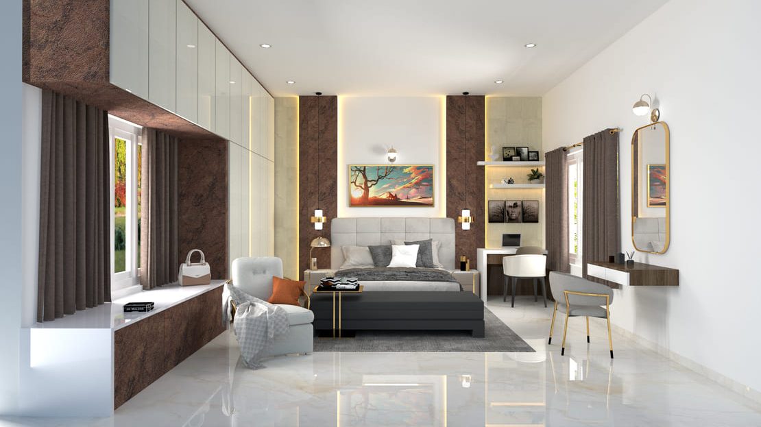 ultra luxury independent modern villas bedroom 3d design