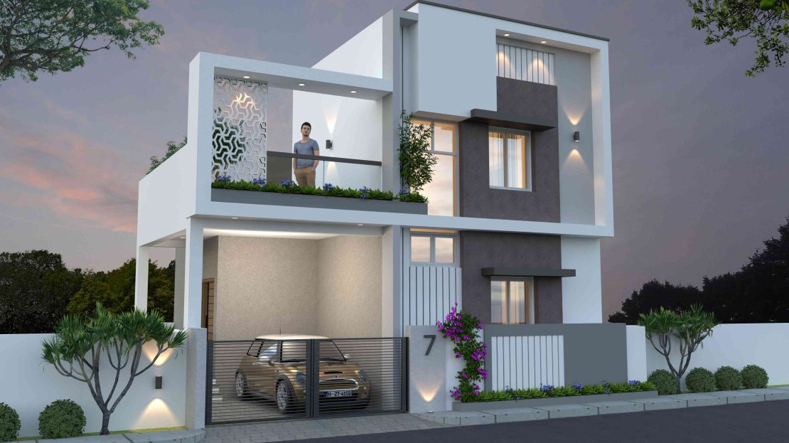 3d view villa elevation